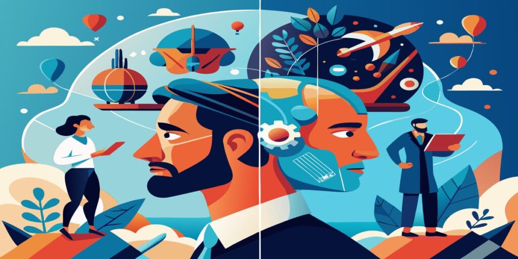 Illustration Behaviorismus vs Kognitivismus