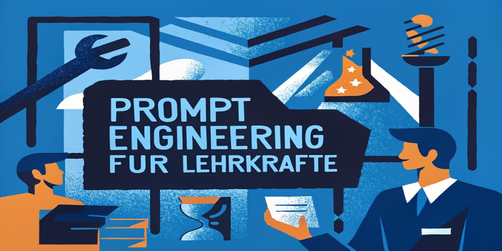 Illustration Prompt Engineering für Lehrkräfte mit Schriftzug