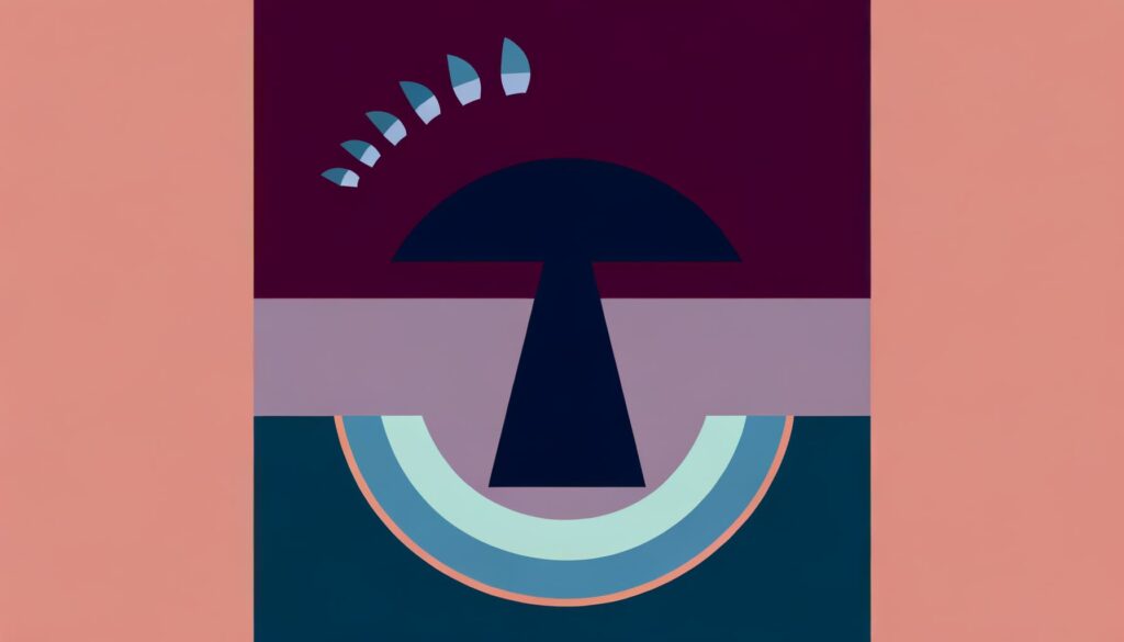 Entwicklung der Tierethik, Illustration. Abstract vertical progression from classical column base to stylized animal silhouette with expanding arcs symbolizing evolving animal ethics
