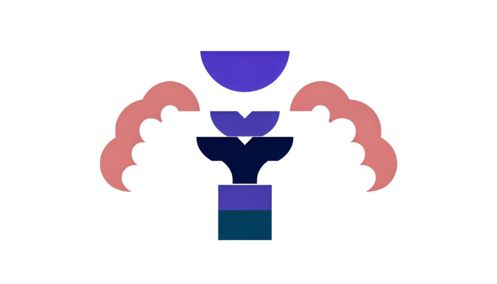 Entwicklung der Tierethik, Illustration. Abstract column base under stylized animal silhouette with curved arcs, symbolizing ethical awareness growth